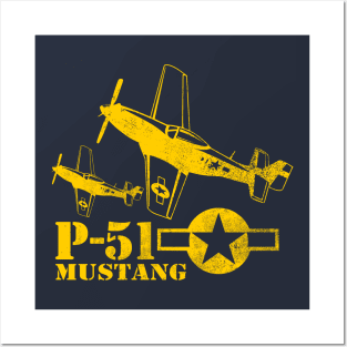 P-51 Mustang (distressed) Posters and Art